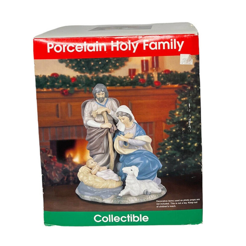NEW Porcelain Holy Family Nativity 9" Figurine in Box #9595380